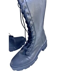 Private Womens Black Lace Up Mid Calf Combat Boots Side Zip Lug Sole Size 8M‎